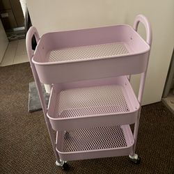 PRICE FIRM MOVING OUT - Purple 3 Tier Utility Metal Rolling Organizer Cart with Lockable Wheels