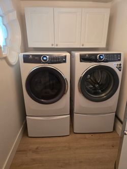 Electrolux front load washer and dryer with storage