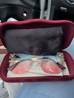 Gucci Bee Rimless Gradient Pink Sunglasses w/ Original Case