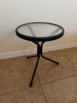 Round Glass Top Patio Side Table