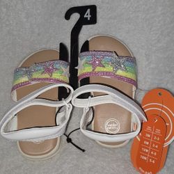 Wonder Nation Child Shoes Girl Size 4 Sparkle Star Sandals Infant Toddler New