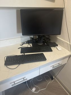 Dell Computer Monitor W/two Keyboards & Barley Used Desk
