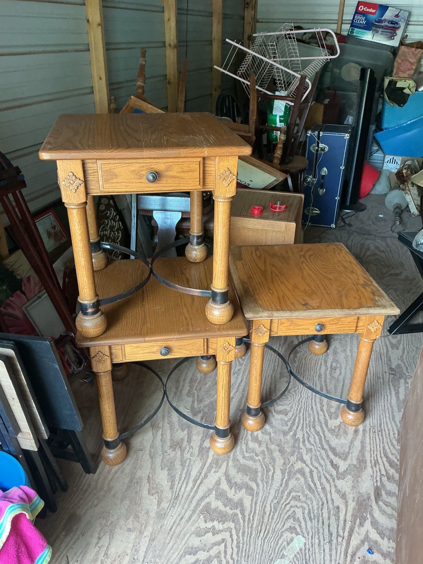 Set of 3 tables each one is 23 inches tall and 22 by 24 inches across the top