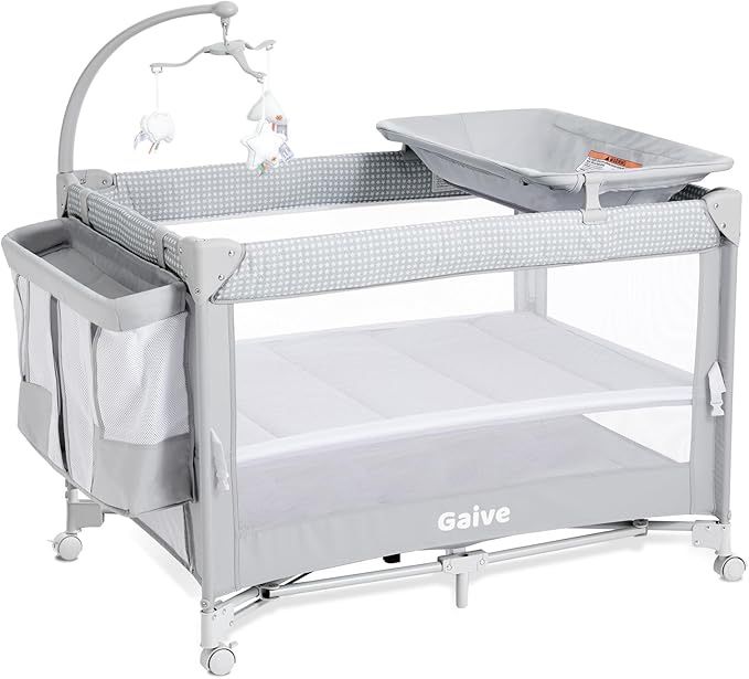Brand New 4 in 1 Baby Bassinet, Pack and Play, Bedside Crib Sleeper, Diaper Changer – Includes Comfy Mattress, Rocking Toy for Newborns to Toddlers (G