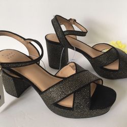 Black/Gold Heels, Size 9