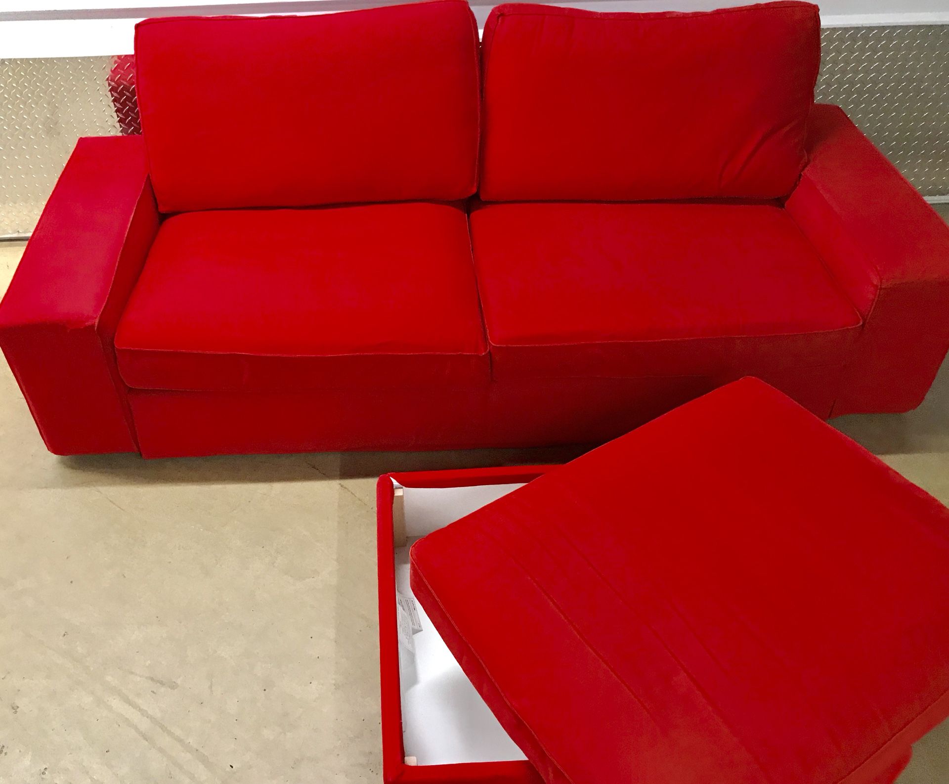 red kivik sofa couch plus ottoman excellent condition! - Can Deliver