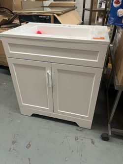 Southfield 31 in. Single Sink White Bath Vanity with Engineered Solid Surface Top