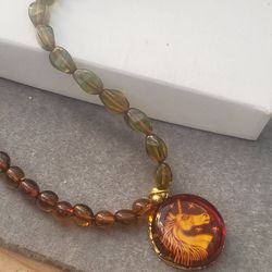 Genuine Baltic Amber Pendant, Necklace 