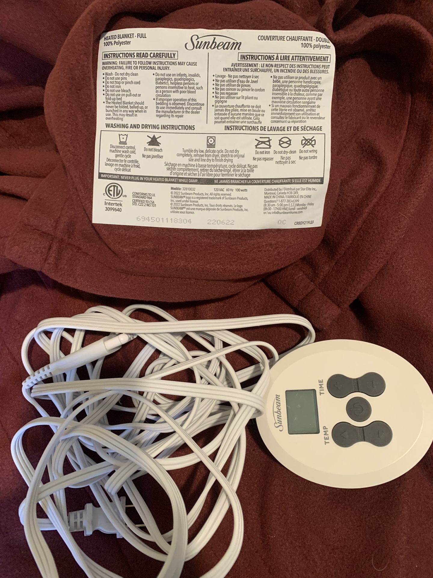 Sunbeam Full Size Heated Blanket