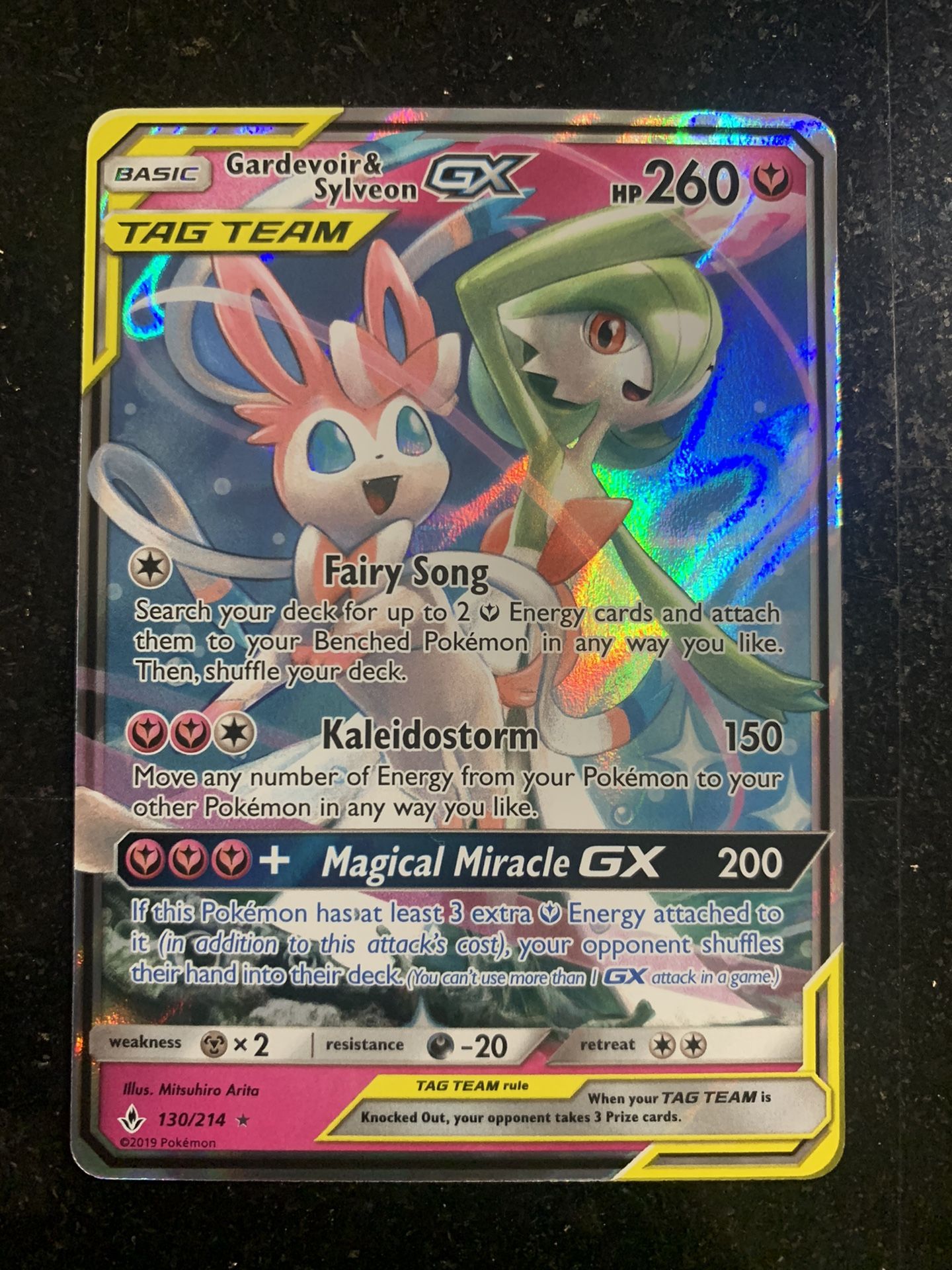 Gardevoir Sylveon GX 130/214 Ultra Rare Holo Unbroken Bonds Sun And Moon Pokemon