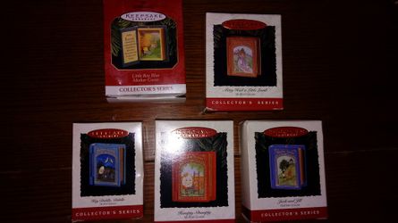 Hallmark keepsake Mother Goose Collector series ornaments.