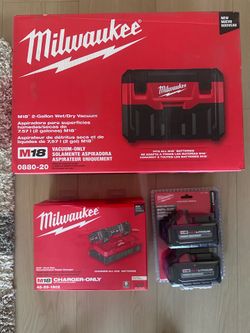 M18 18-Volt 2 Gal. Lithium-Ion Cordless Wet/Dry Vacuum with 2 M18 HIGH OUTPUT 6.0 Ah Batteries and dual battery Charger