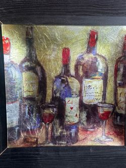 Linon Nicole Etienne Wine Bottles Framed Print Ready To Hang Vertical
