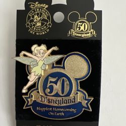 Disneyland Disney Pin 50th Happiest Homecoming on Earth Tinker Bell Pin