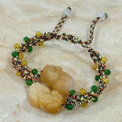 💯 Grade A Burmese Jadeite Jade Double Pixiu Lucky Adjustable Bracelet for men/ women
