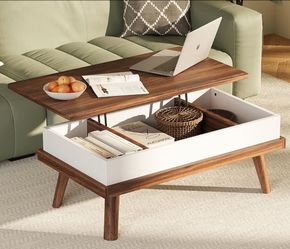 Wood Lift Top Coffee Table With Hidden Compartment for Living Room Reception Room, 39.4in L, Walnut