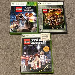 Lot Of 3 Lego Xbox 360 Games Star Wars 2 Indiana Jones Jurassic World All CIB