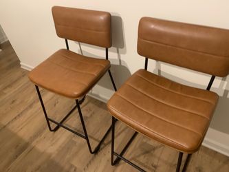 2 - Brown FAUX LEATHER STOOL