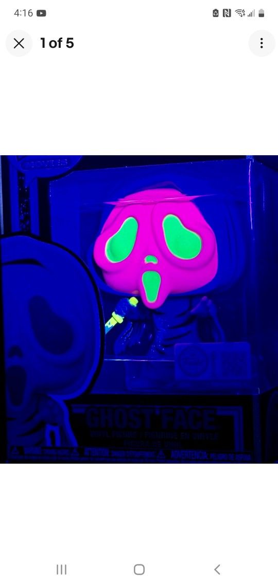 BRAND NEW BLACKLIGHT GHOST FACE FUNKO IN POP PROTECTOR