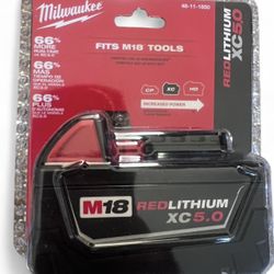 Milwaukee M18 Redlithium XC5.0 cordless drill battery 