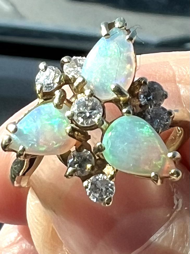 Opal and diamond ring