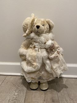 19” Beautiful Christmas Decoration  santa/ teddy Bear With Doll