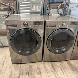 Lg stainless steel washer and dryer set electric with warranty