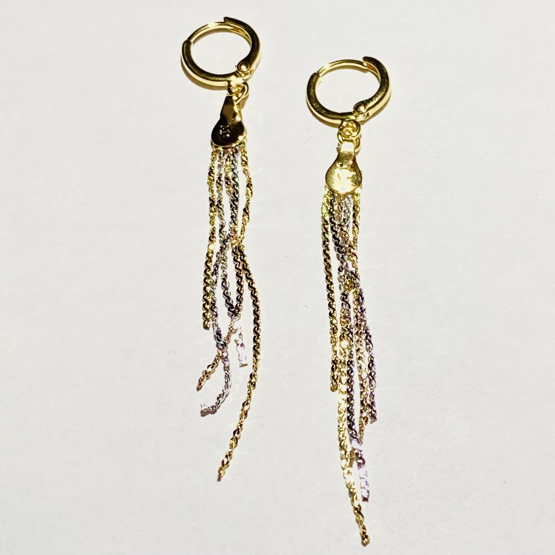 ✨ Gold Silver Metal Chain Link Hoop Huggie Tassel