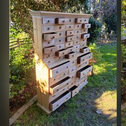 Apothecary Drawers 50  Cabinet  Natural Wood Solid Farmhouse Cutie 43" W X 59 1/4" T X 12"