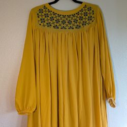 mustard yellow embroidered smock dress Brand New 🆕