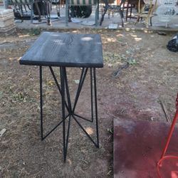 Wood Top/ Metal Frame Black Plant Stand