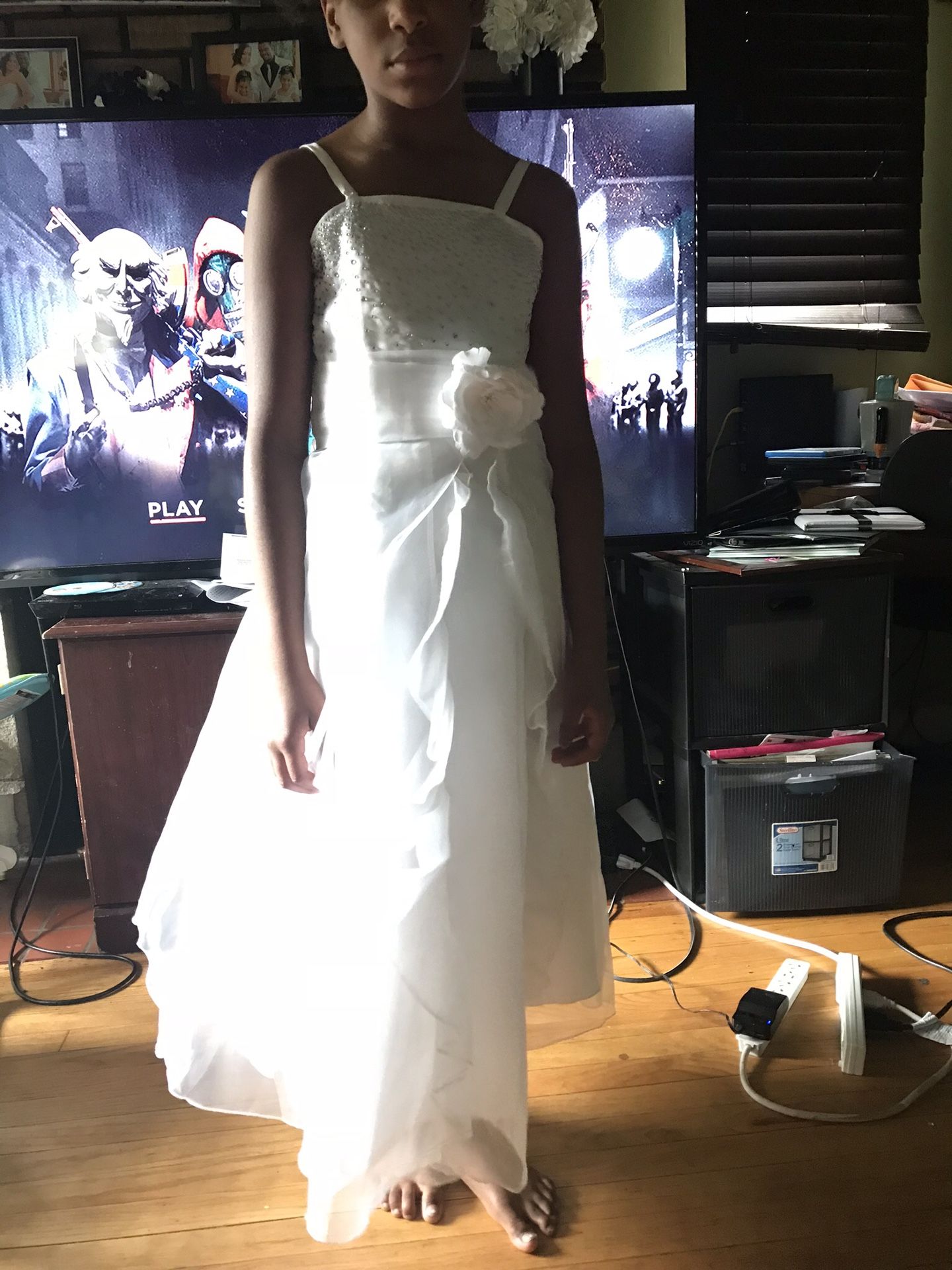 Flower girl dresses and wedding veil