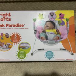 Bright Starts Pink Paradise Vibrating Bouncer