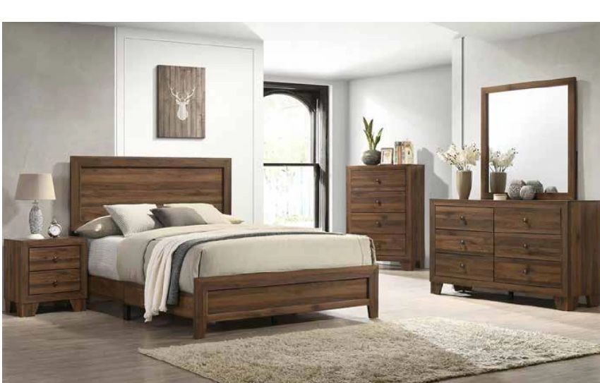4- Pc Bedroom set Dresser,Mirror Nightstand (1) Queen size bed frame Not including Mattress and Box Sp