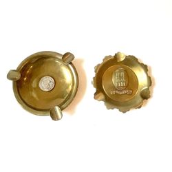 Pair Of Vintage Brass Ashtrays
