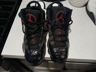 Sz 4 Air Jordan 6 Rings Black Red Sneakers