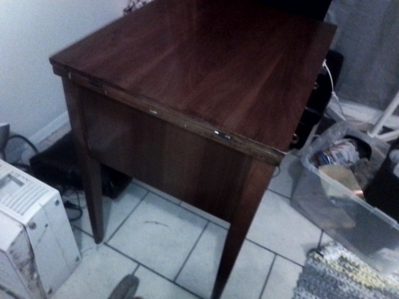 Vintage Sewing Machine Table With Hideaway Mount And Folding Leaf Very