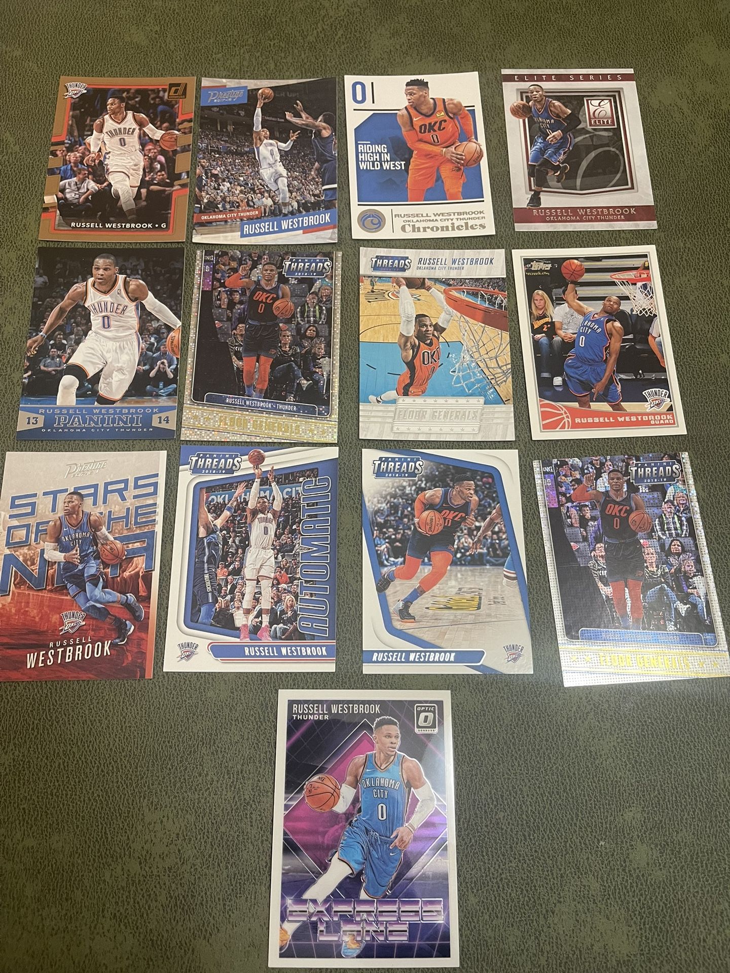 lot of 13 russell westbrook basketball cards