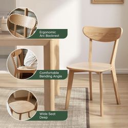 Pair of Solid Oak Dining Chairs - Like New