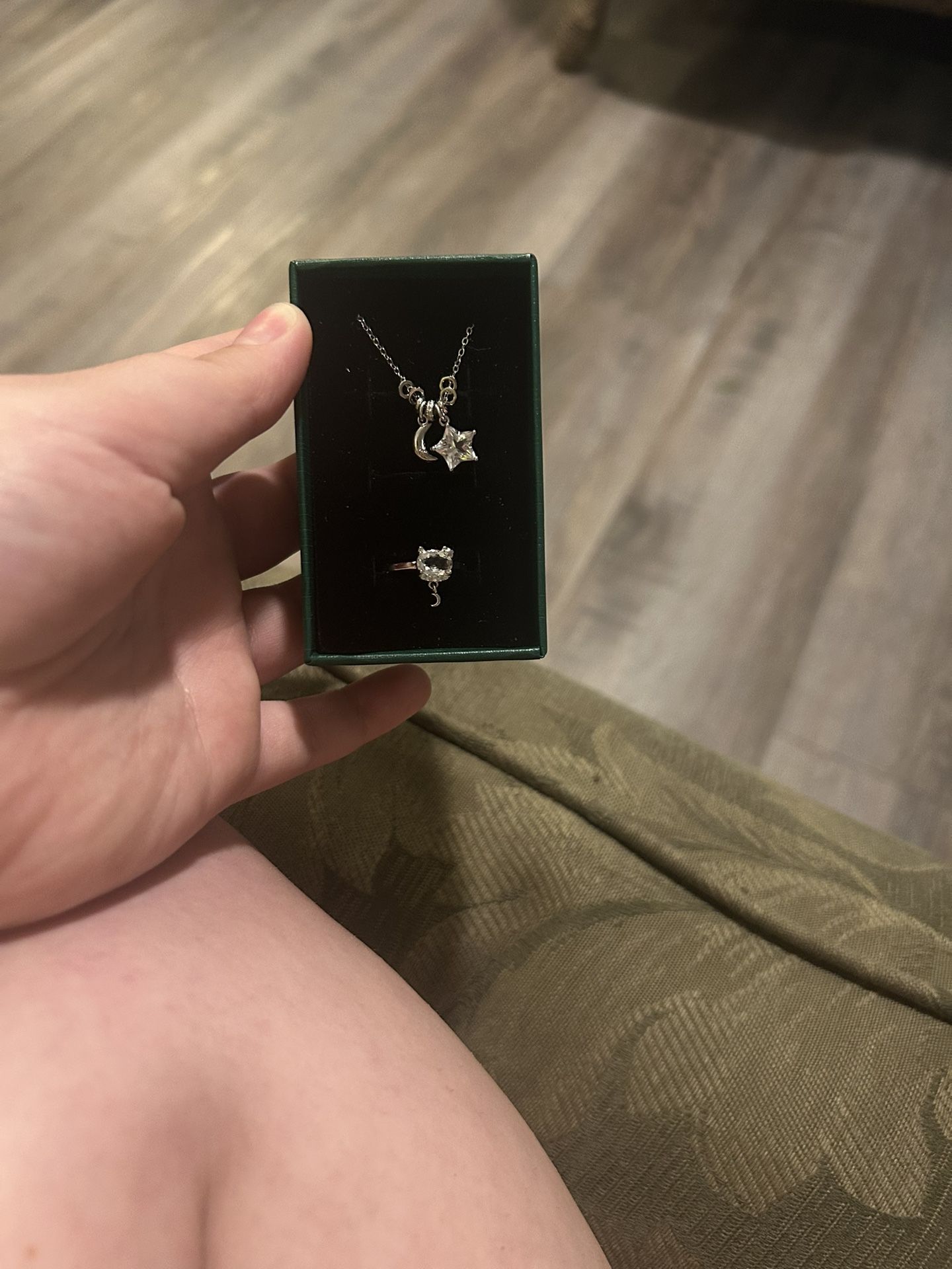 crystal white gold necklace and ring