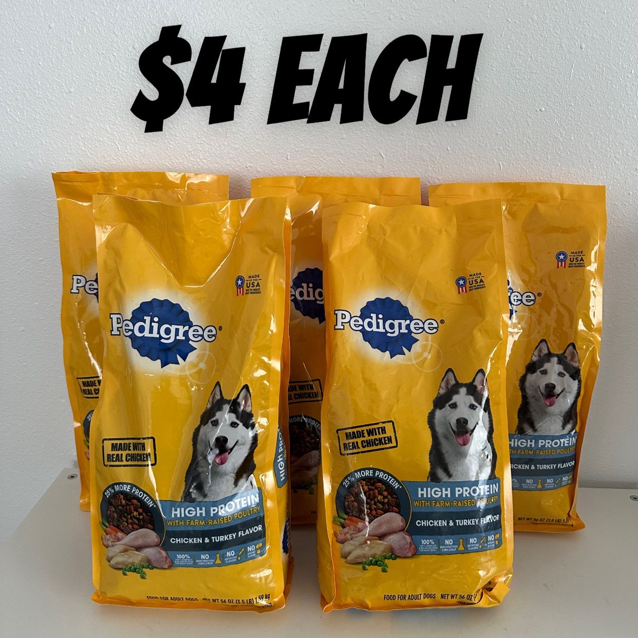 Pedigree High Protein Adult Dog Food Chicken and Turkey Flavor 3.5lb