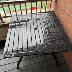 PHI VILLA 37" Square Metal Patio Table, Steel Slated Black for 4