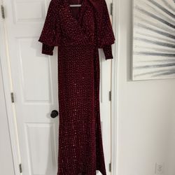 Burgundy Sequin Wrap dress 