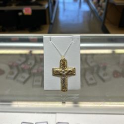 10K Men’s Two Tone Cross Pendant 