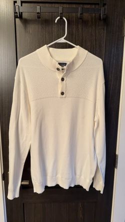 Club Room Men's Cream Textured Knit Henley Sweater