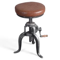 crank cast iron three-legged bar stool