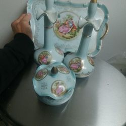 Victorian Vanity Set 4 Pieces Porcelain 