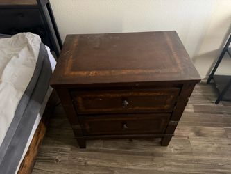 Dark Wood 2-Drawer Nightstand