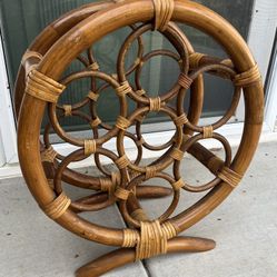 Vintage Rattan Bamboo Bottle Wine Rack