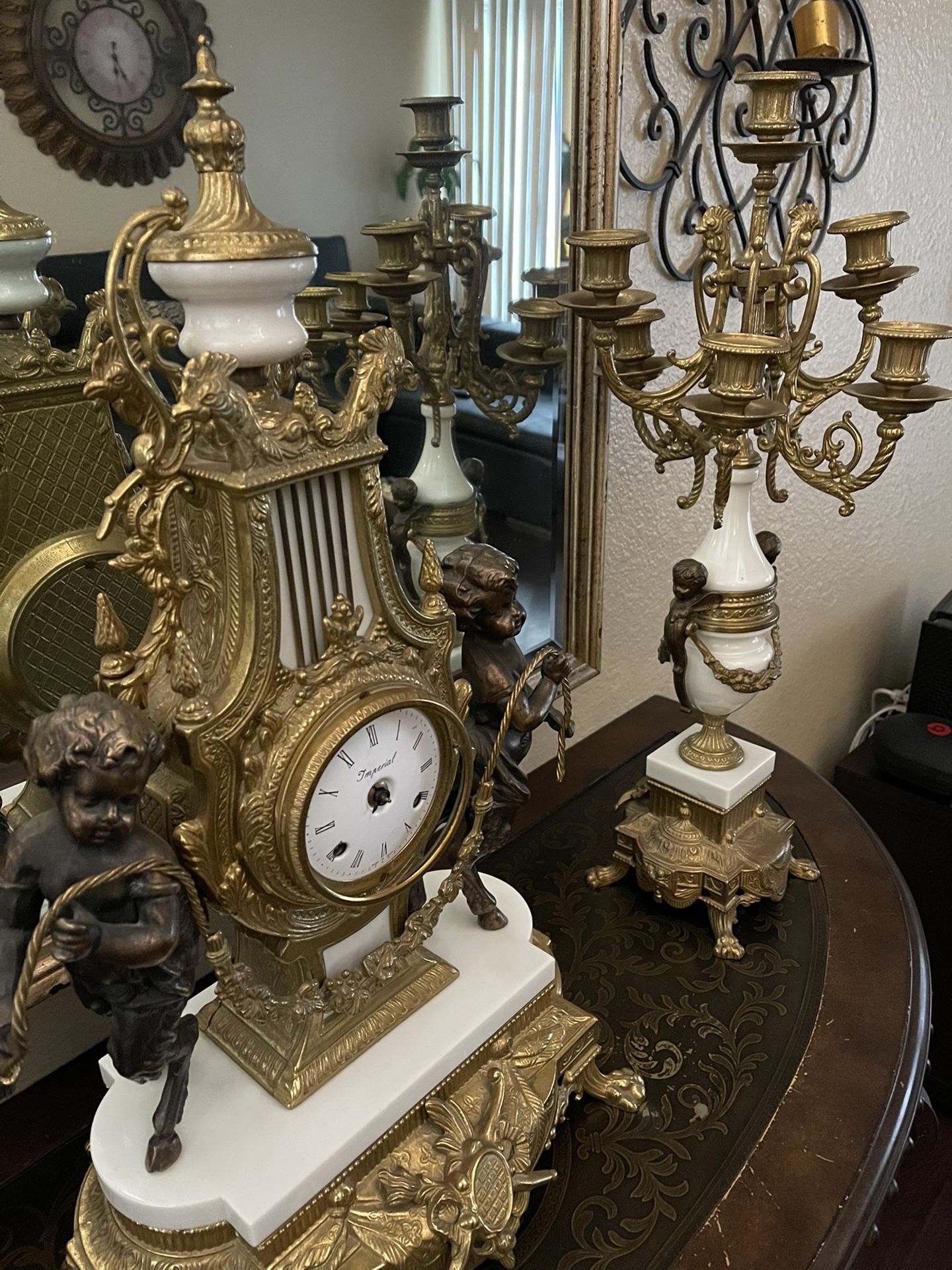 Imperial Clock And Two Candelabra 